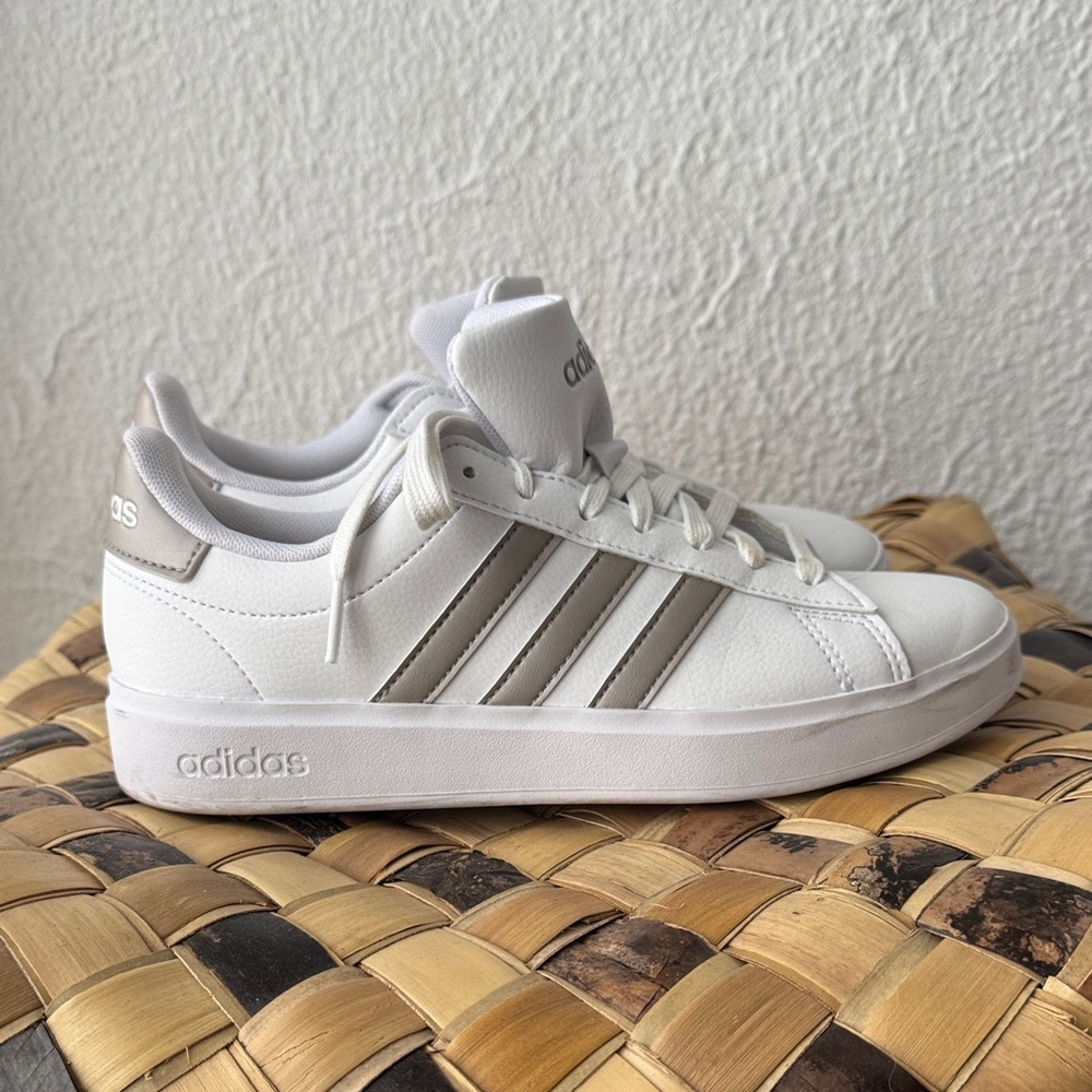 Adidas White and Gray Court Sneakers